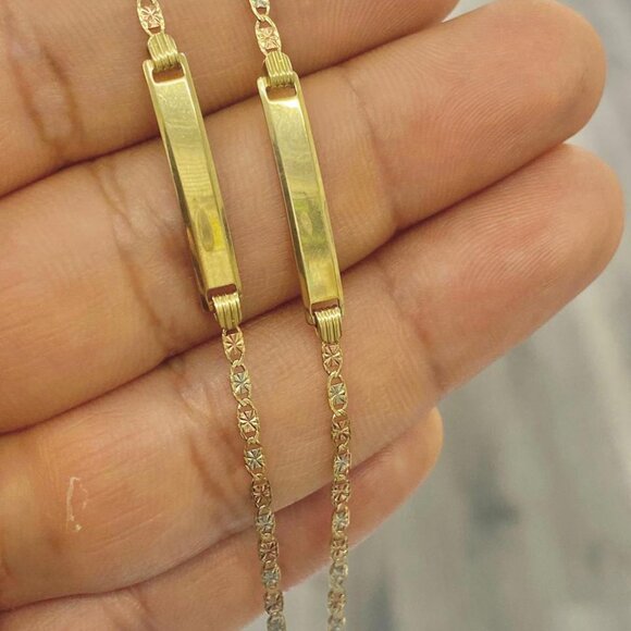 Baby ID Bracelet 5.5 Curb Link Children 10K Gold Real Pulsera Oro Real Bebés - Picture 6 of 7